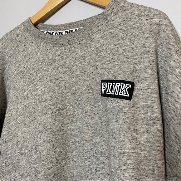 PINK Lightweight Logo Sweatshirt Large Spellout Gray Size Small - Picture 2 of 5